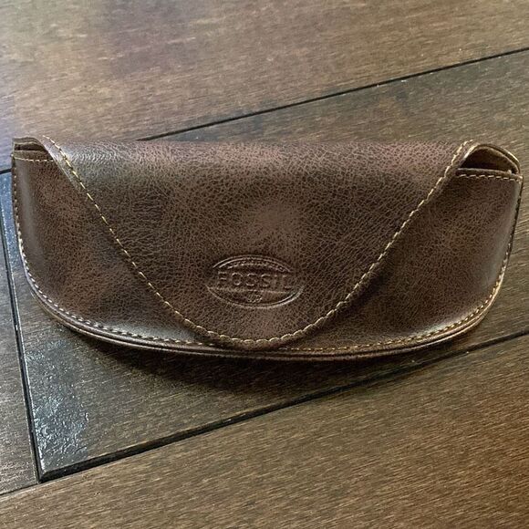 Fossil eyeglasses sunglasses case magnetic closure brown - Picture 1 of 5